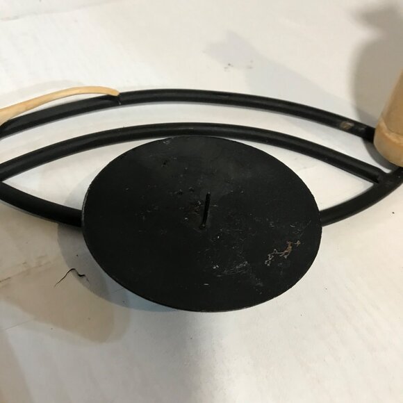 Cat & Mouse Candle Holder Wood and Metal Modern Unique 6" tall - Picture 4 of 8